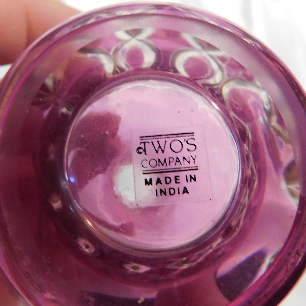 Pink Cut to Clear Glass Bottle with Stopper #21189