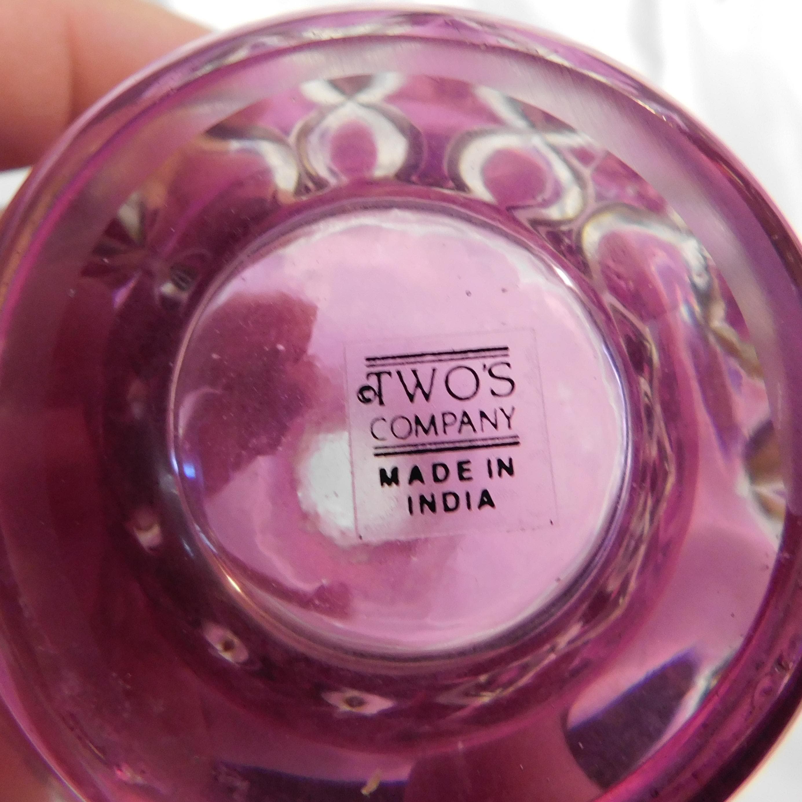 Pink Cut to Clear Glass Bottle with Stopper #21189