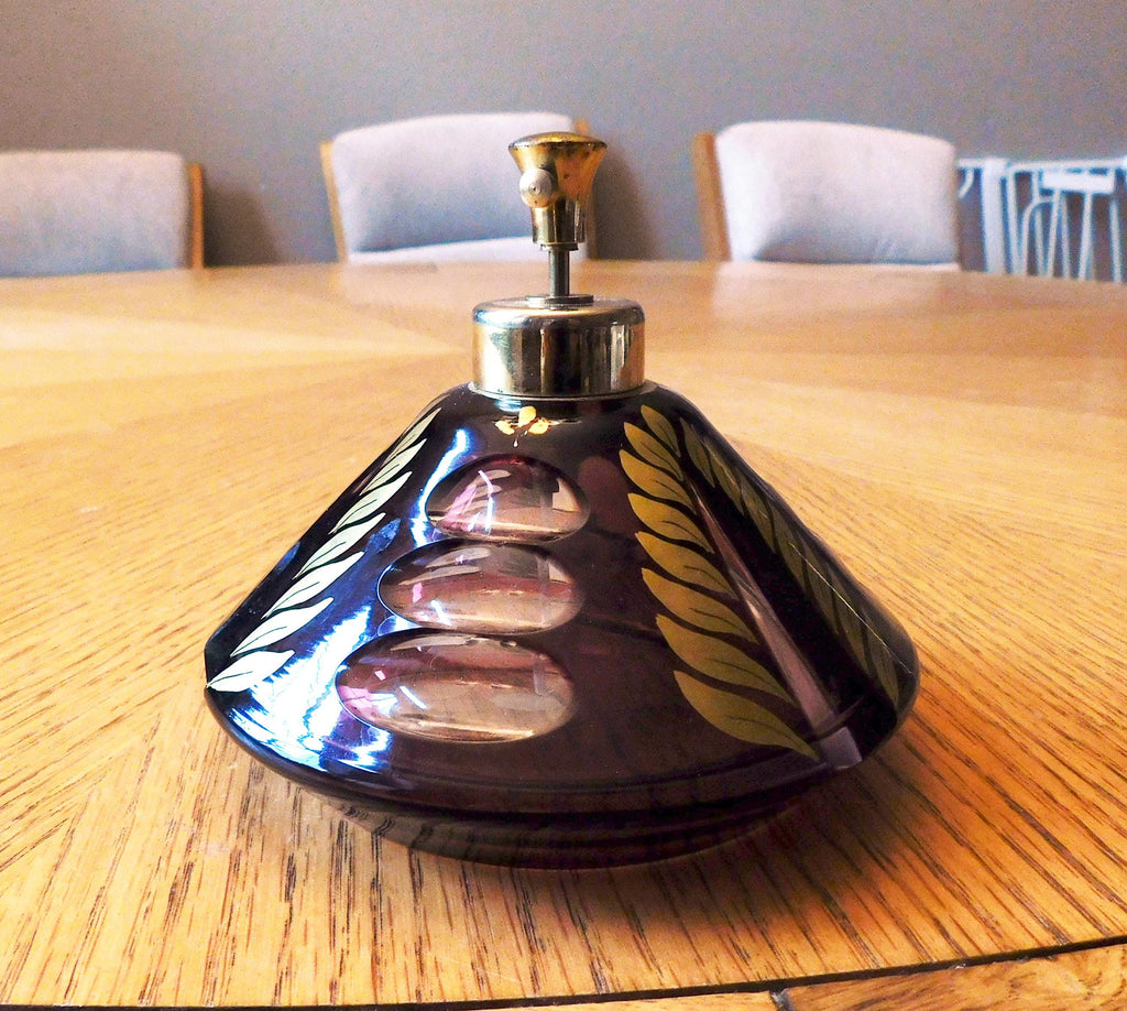Dark Red Cut to Clear Perfume Pump with Gold Accents # 6884