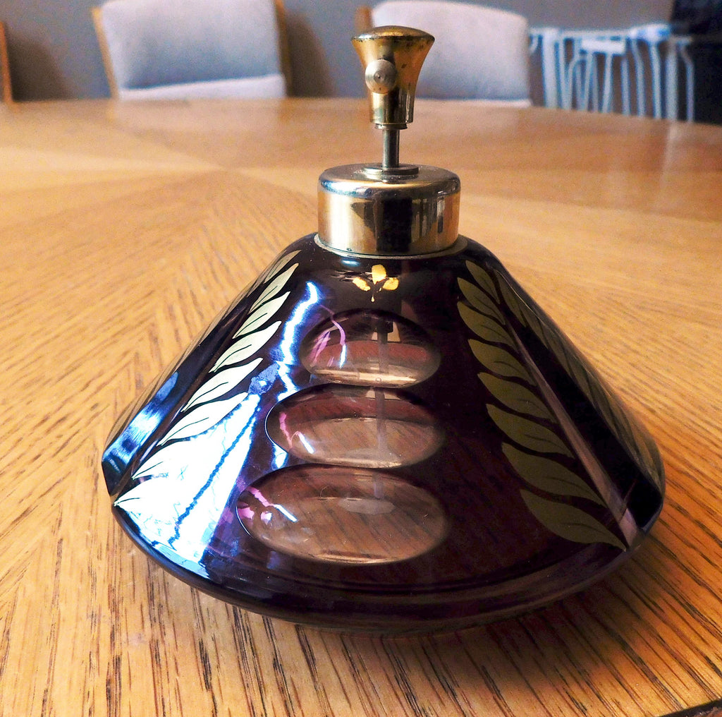 Dark Red Cut to Clear Perfume Pump with Gold Accents # 6884