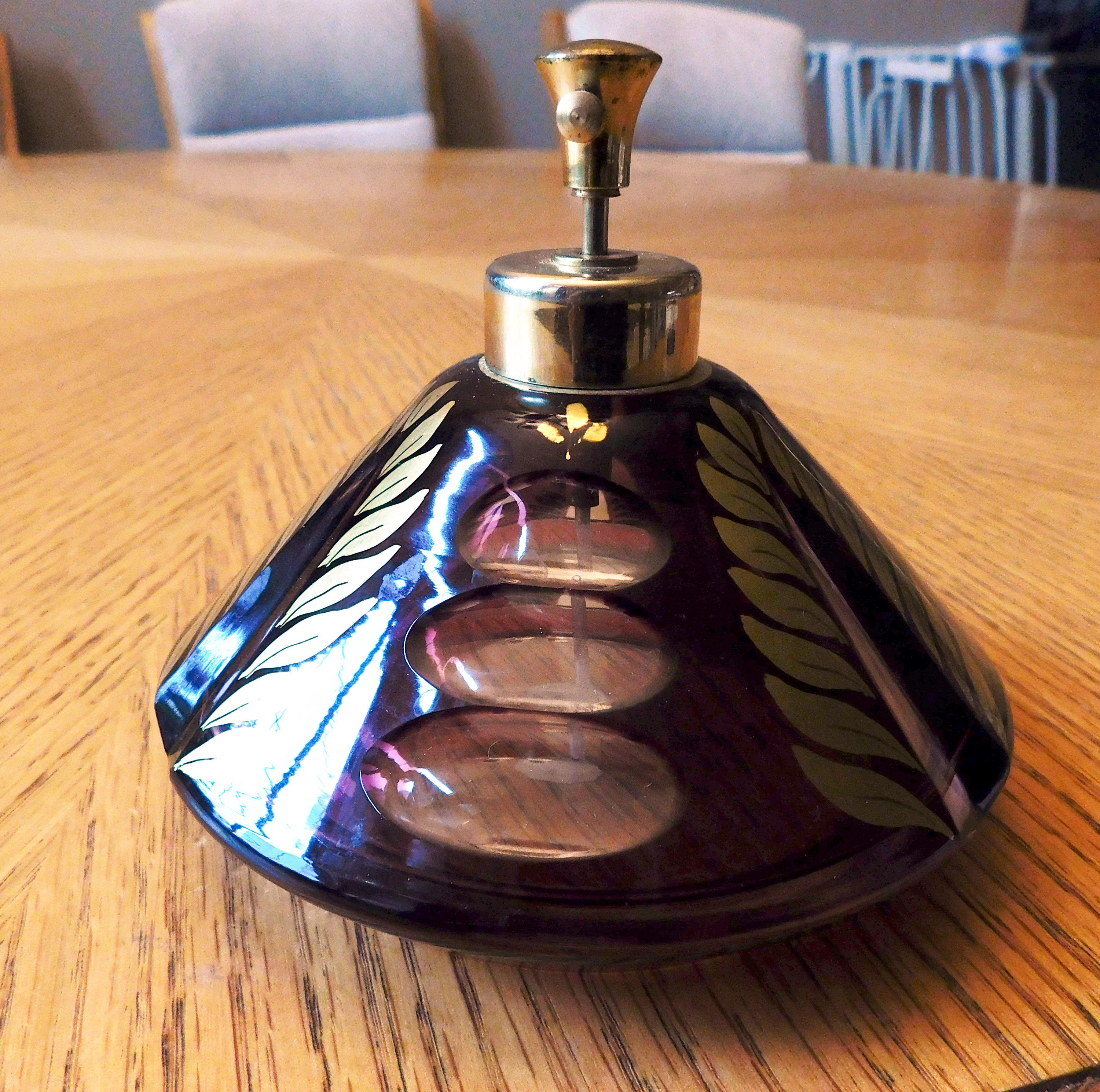 Dark Red Cut to Clear Perfume Pump with Gold Accents # 6884