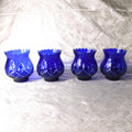 Set of Four Blue Cut to Clear Glasses, Vases, Candleholders  # 25819