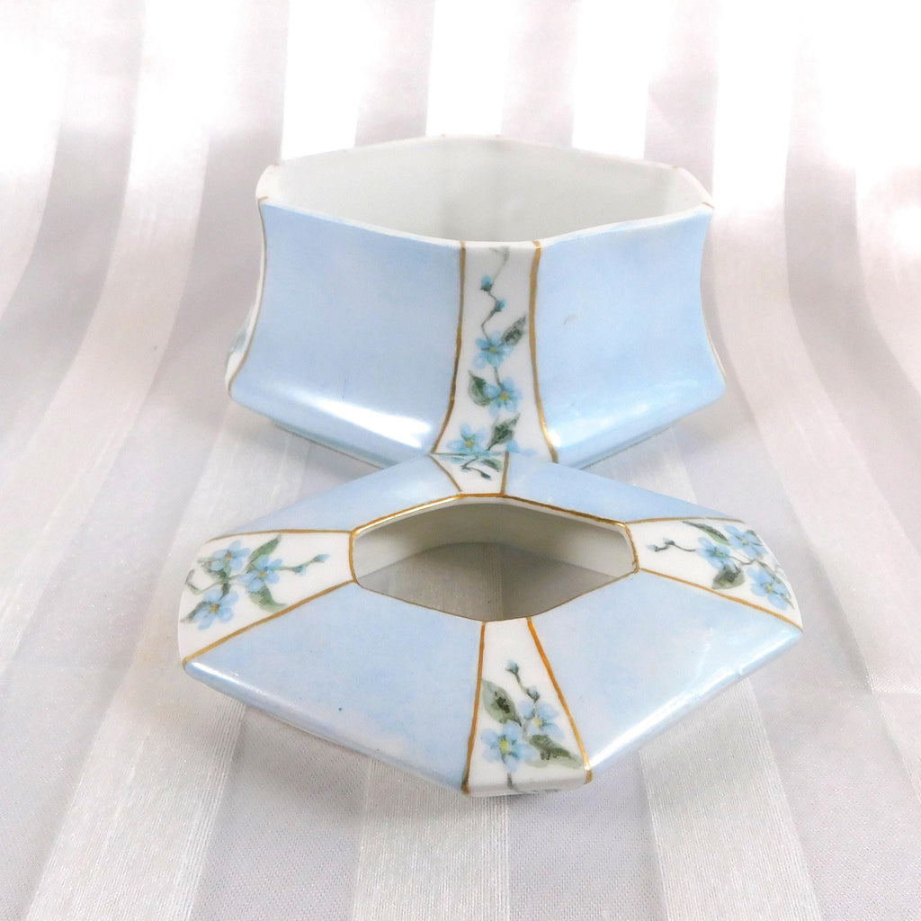 Signed MZ Austria Baby Blue Floral Hair Receiver # 26042