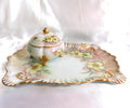 Hand Painted and Signed Vanity Tray and Covered Vanity Jar # 23678