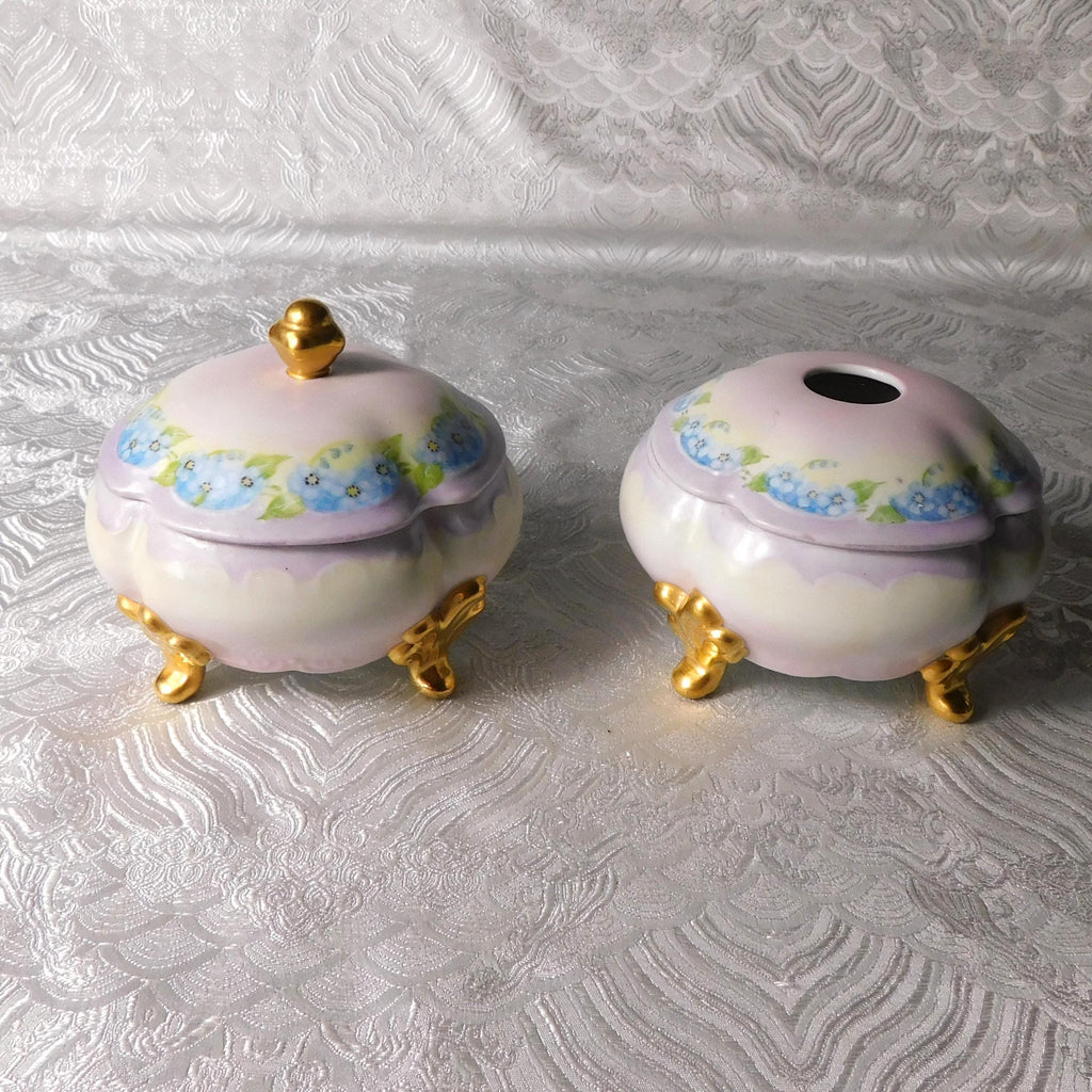 Matching Hair Receiver and Covered Vanity Jar by Boots Woodworth # 25254
