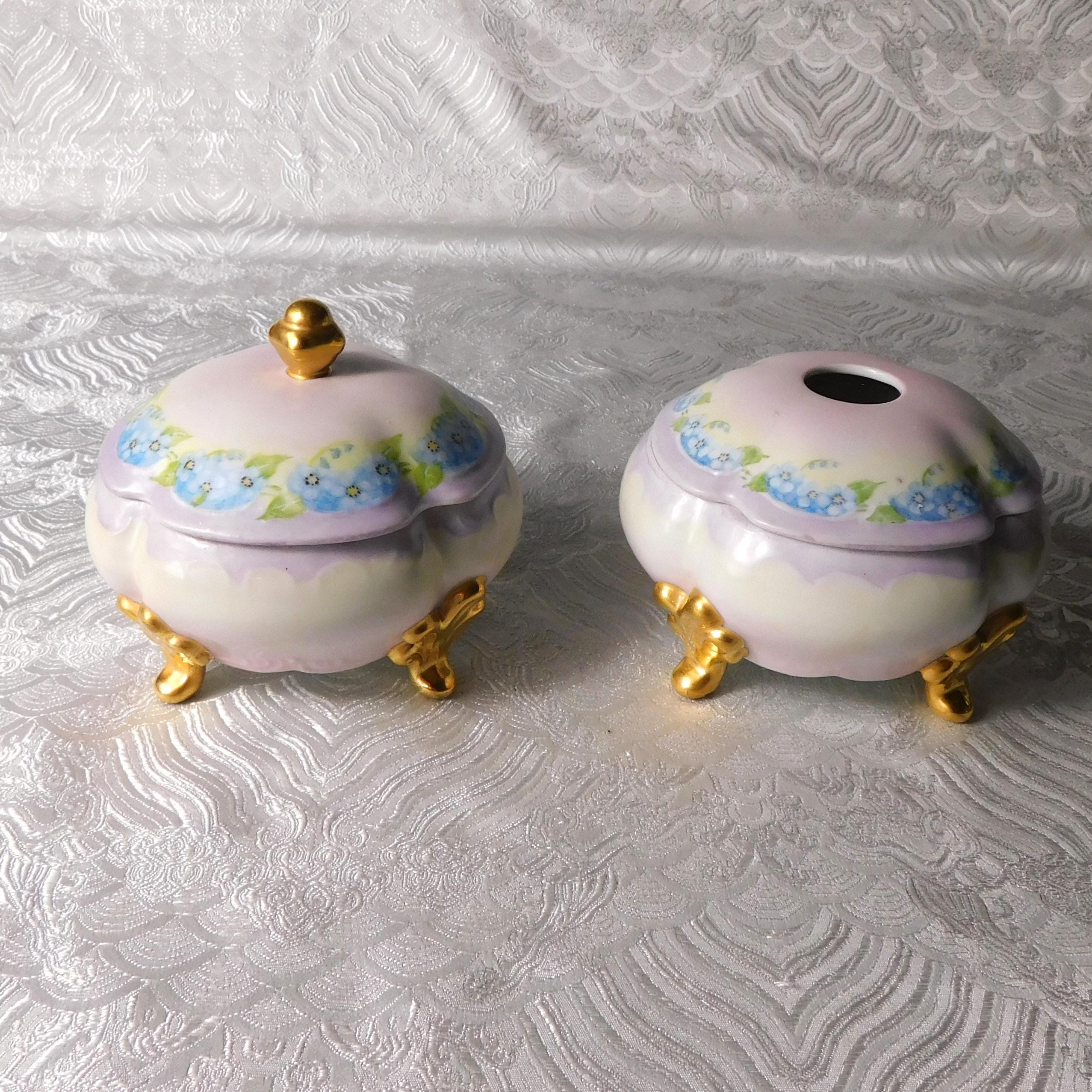 Matching Hair Receiver and Covered Vanity Jar by Boots Woodworth # 25254