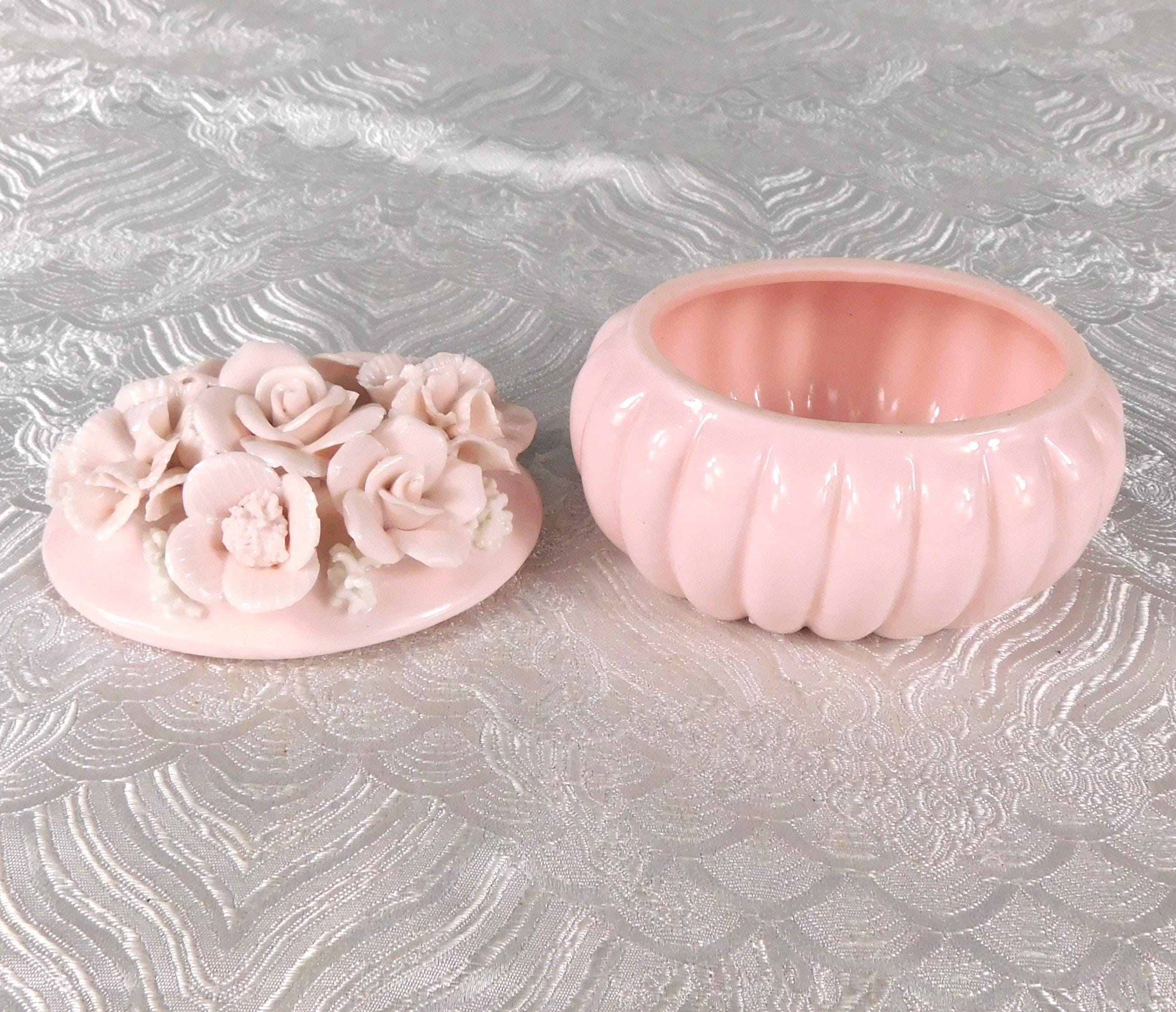 Ardalt Pale Pink Trinket or Ring Dish with Flower Top # 27577