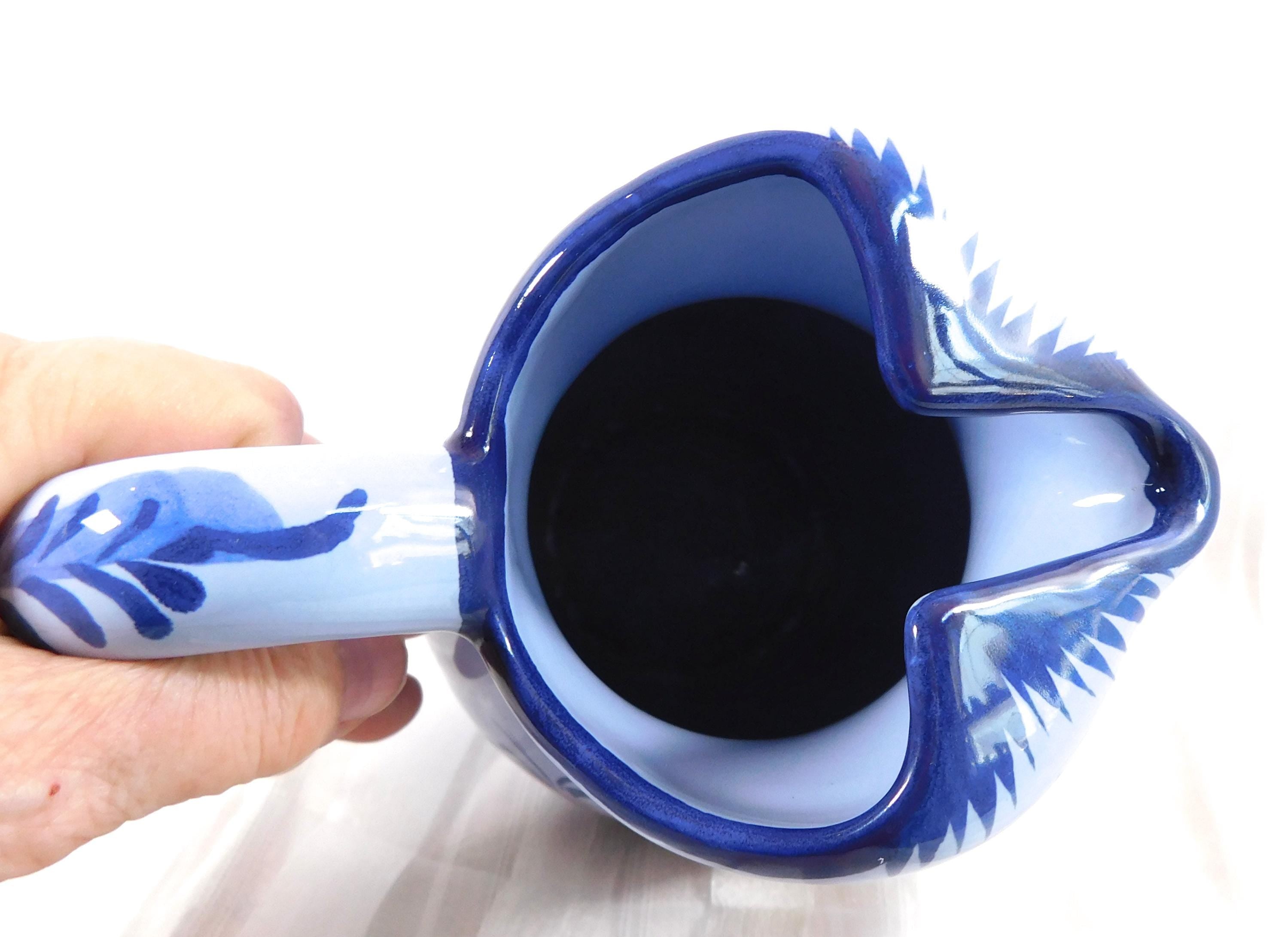 Blue Floral Pitcher from Portugal # 25862