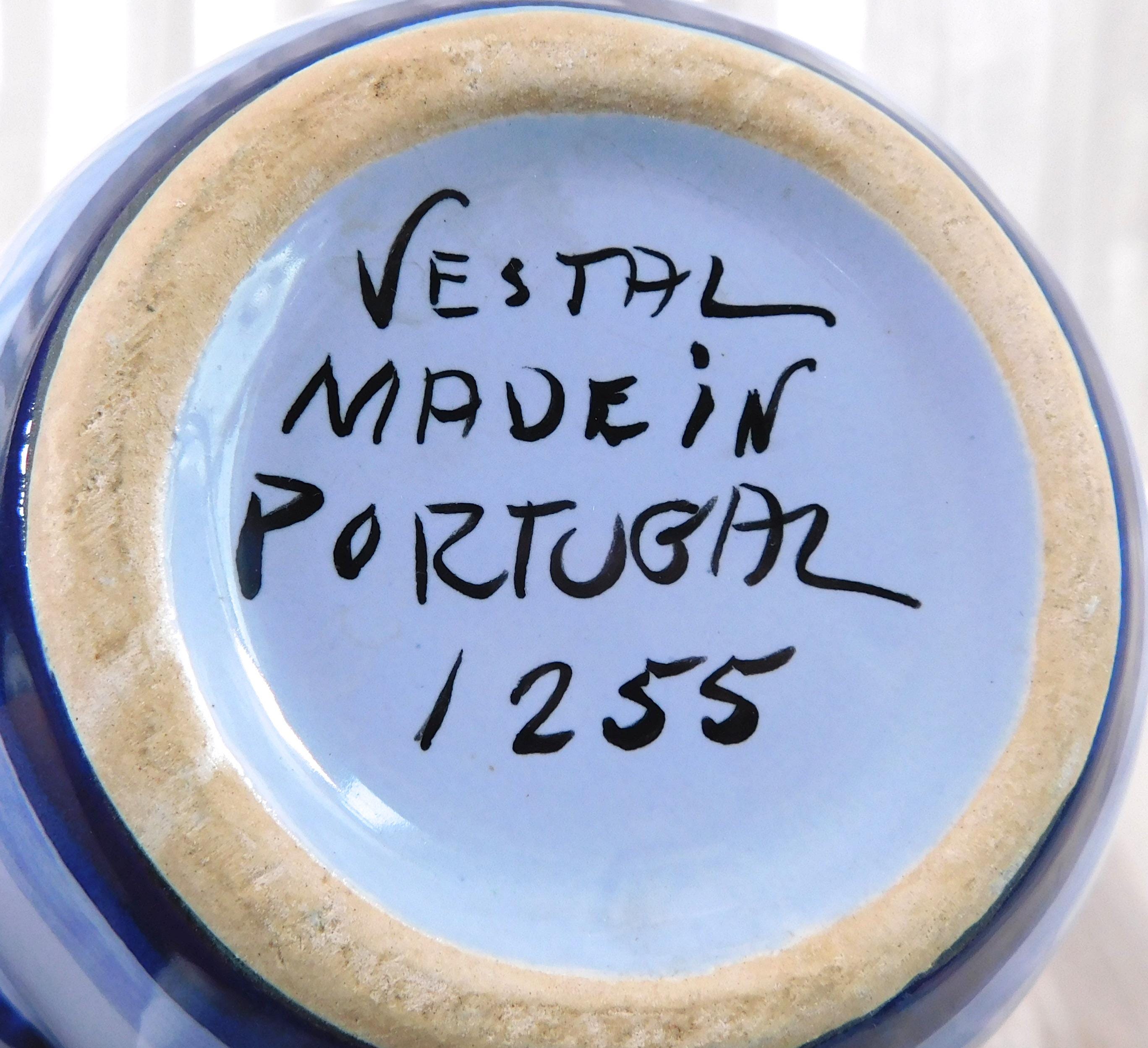 Blue Floral Pitcher from Portugal # 25862