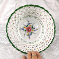 Large Hand Painted Bowl with Pierced Design # 27553