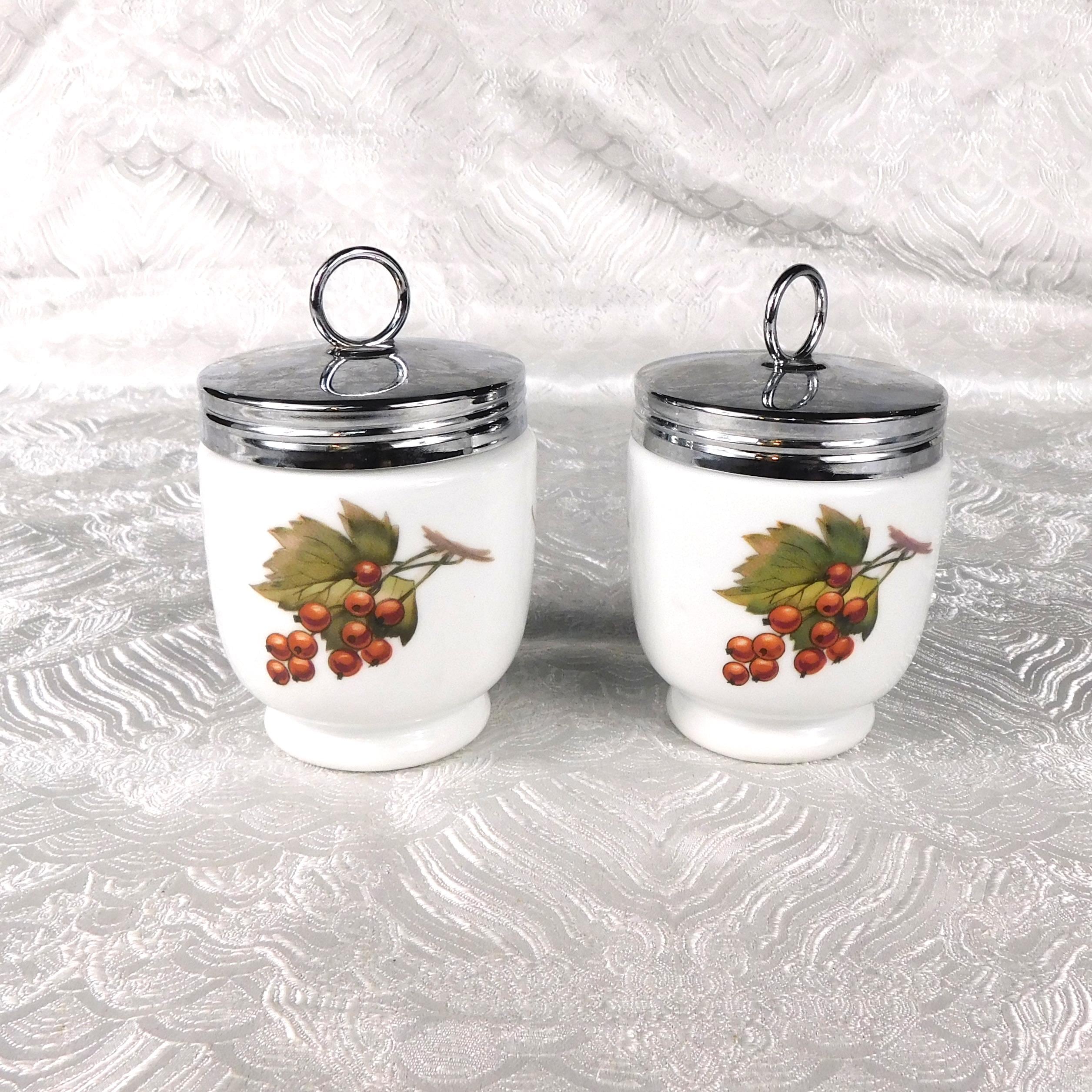 Royal Worcester Set of Two Egg Coddlers in Evesham Gold # 27641
