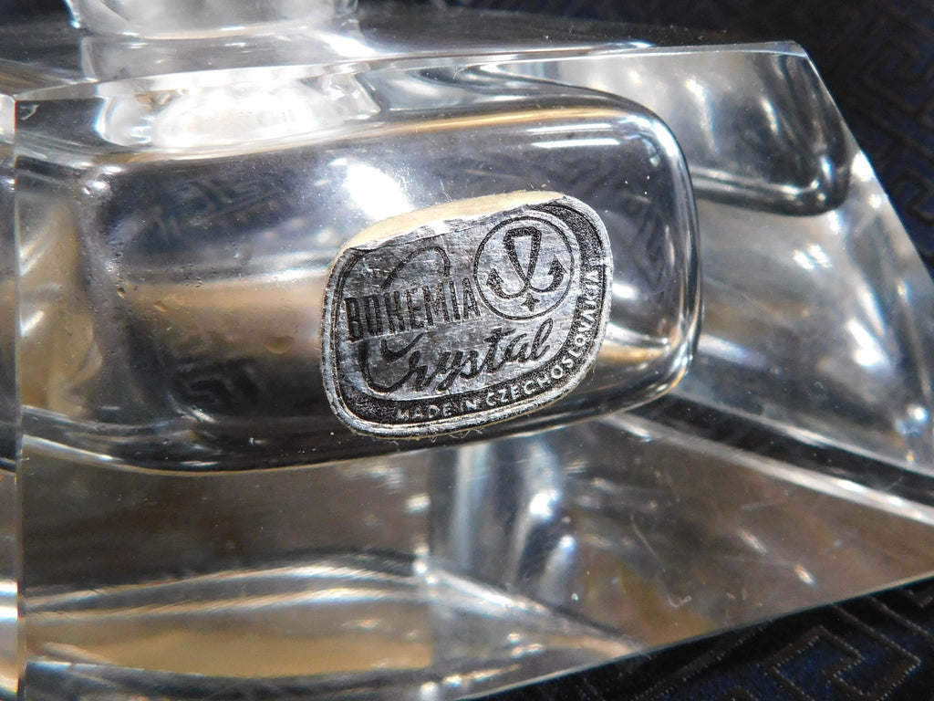Large Cut Crystal Perfume Bottle Marked Bohemia-chipped # 23458