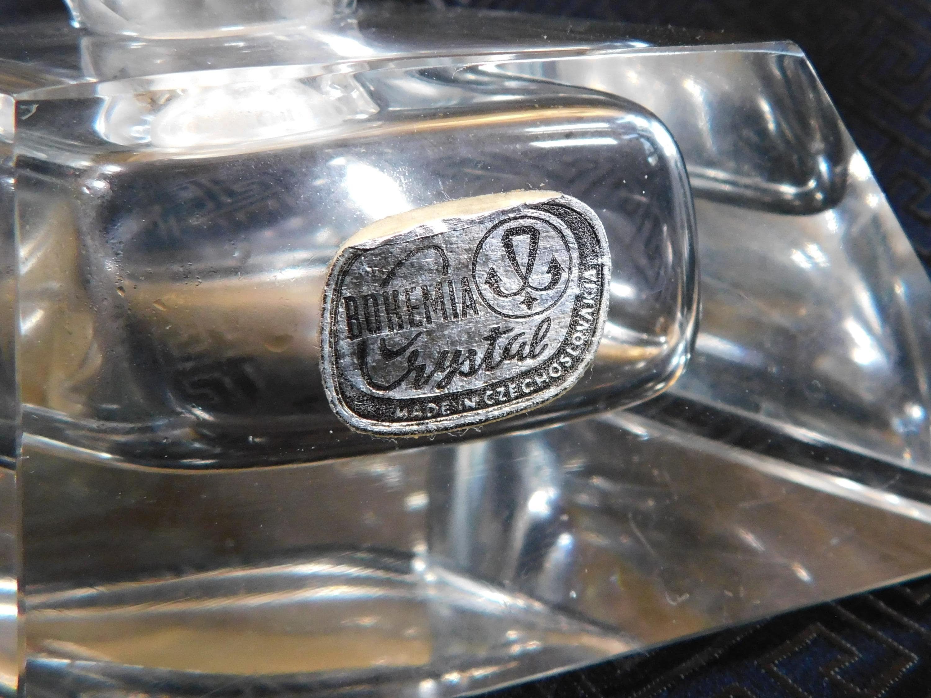 Large Cut Crystal Perfume Bottle Marked Bohemia-chipped # 23458