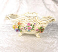 Very Large Footed Dresden Bowl with Three Dimensional Flowers # 27621