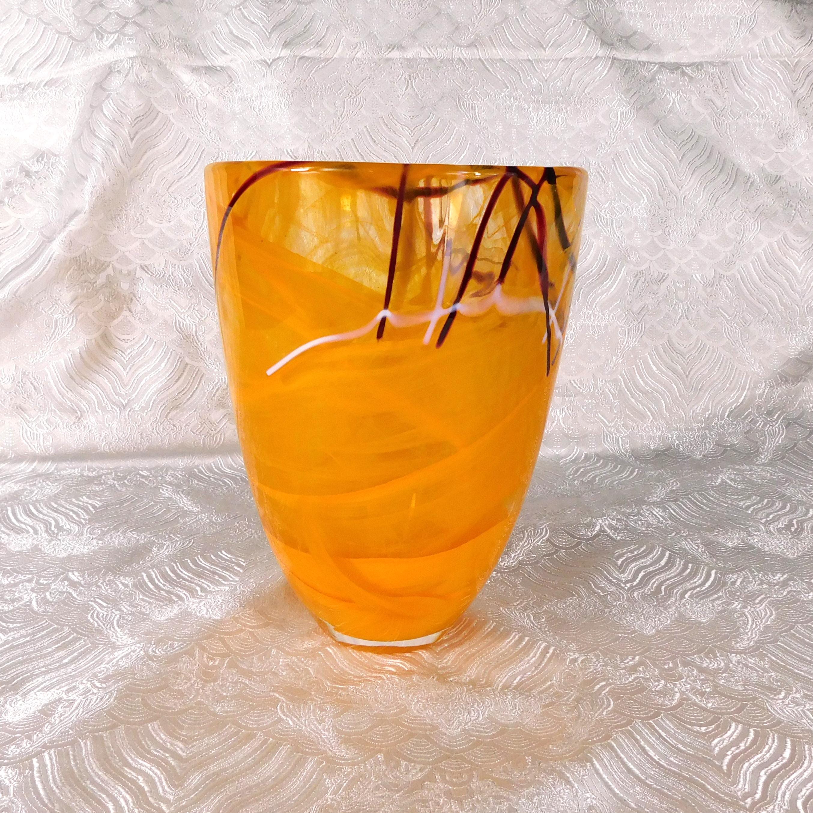 Kosta Boda Orange Art Glass Vase # 27653