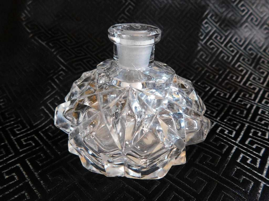Cut Glass Perfume Bottle with Pointed Stopper  # 24143