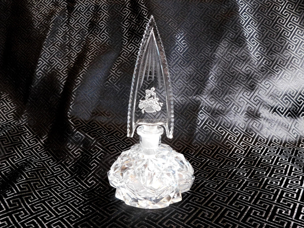 Cut Glass Perfume Bottle with Pointed Stopper  # 24143