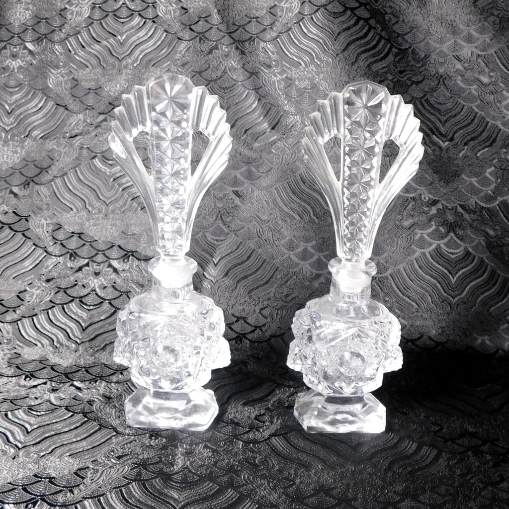 Pair of Two Matching Perfume Bottle with Large Stoppers # 23234