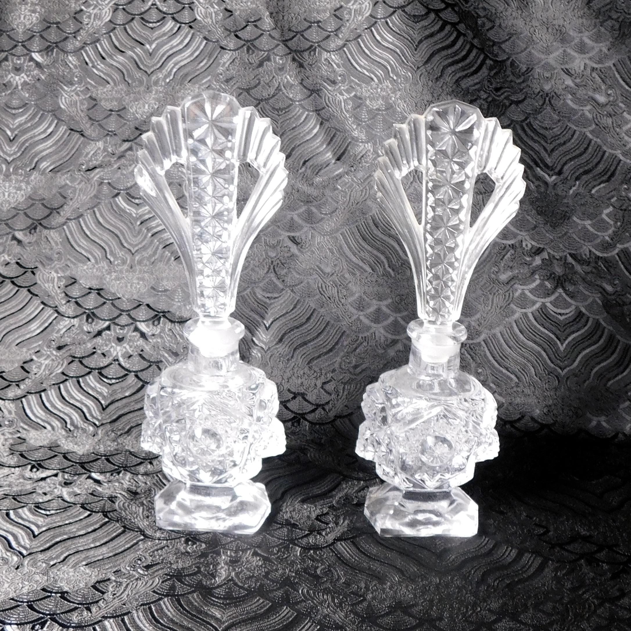 Pair of Two Matching Perfume Bottle with Large Stoppers # 23234