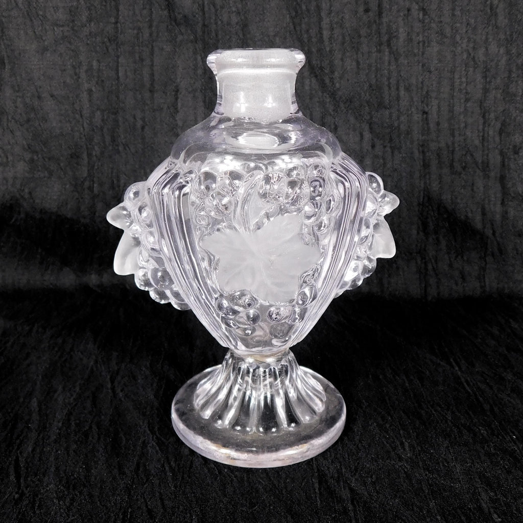 Clear Glass Footed Perfume Bottle with Open Stopper Design # 27514
