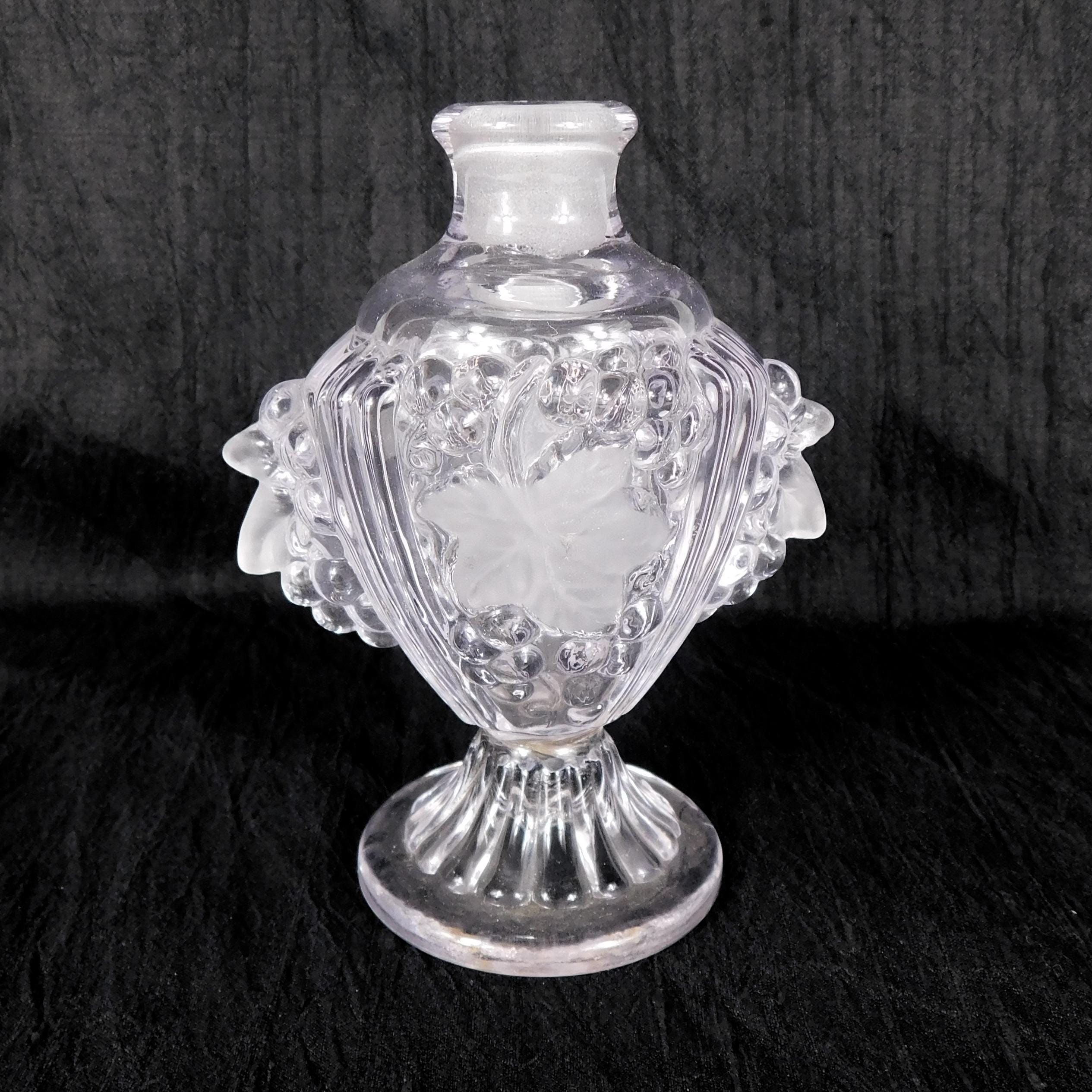 Clear Glass Footed Perfume Bottle with Open Stopper Design # 27514