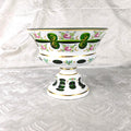 White Over Green Cut to Clear  Glass Large Compote # 27640