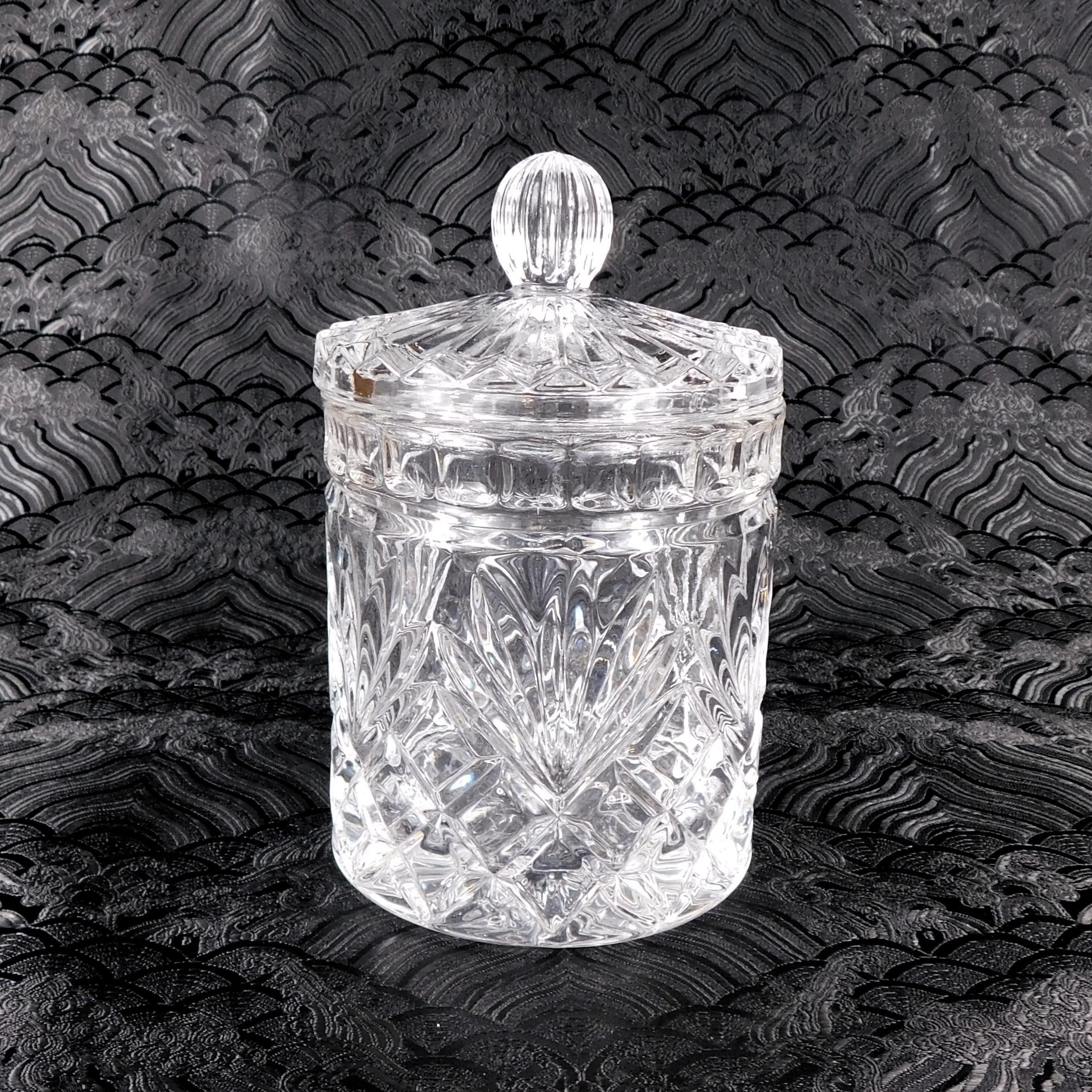 Small Cut Glass Jelly Jaror Biscuit Barrel with Lid # 27623