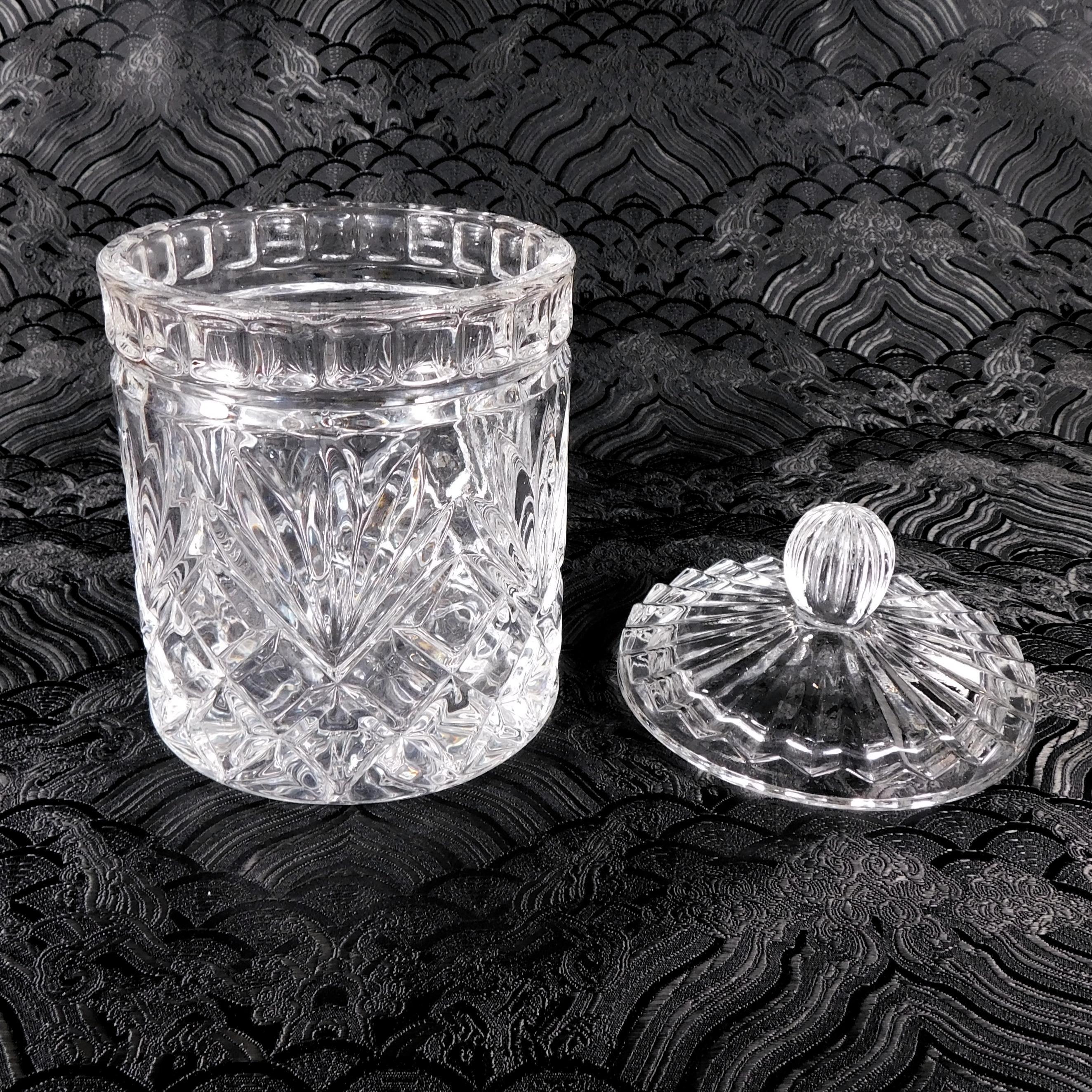 Small Cut Glass Jelly Jaror Biscuit Barrel with Lid # 27623