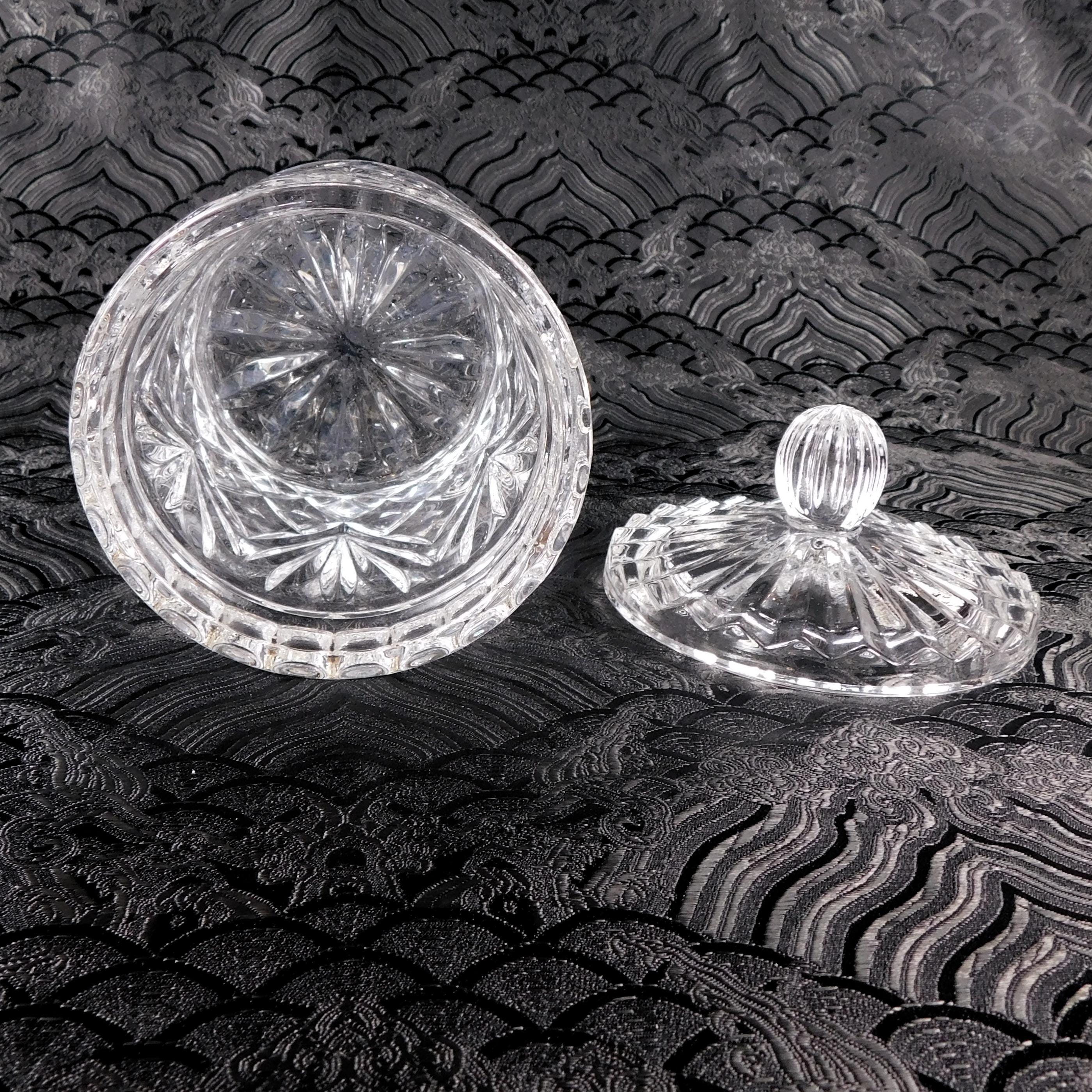 Small Cut Glass Jelly Jaror Biscuit Barrel with Lid # 27623