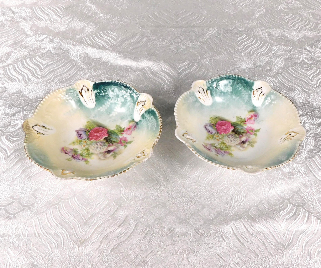 Pair of Two Reinhold Schlegelmilch RS Prussia Fruit Bowls # 27573