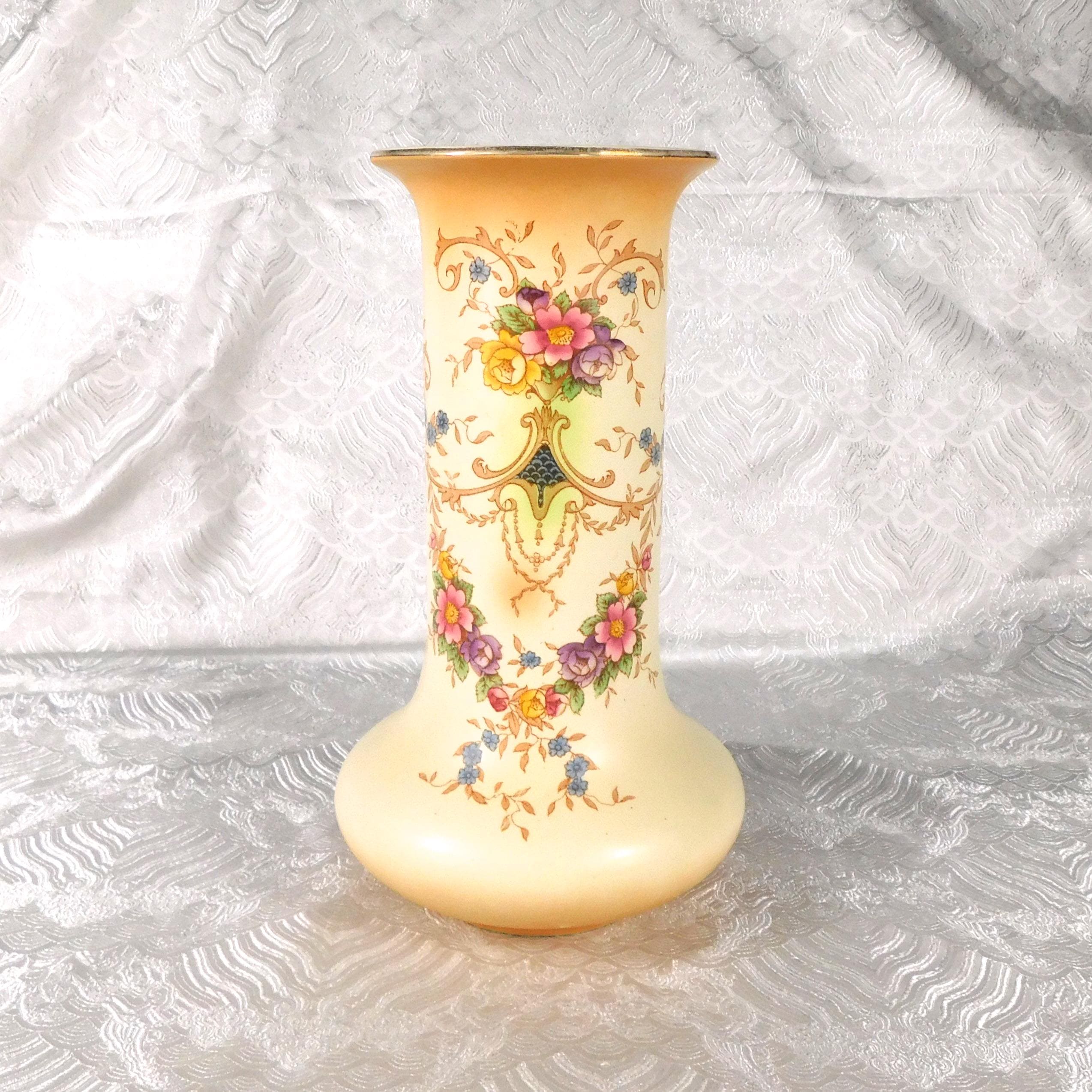 Crown Ducal Large Cream Floral Vase # 27575-Broken