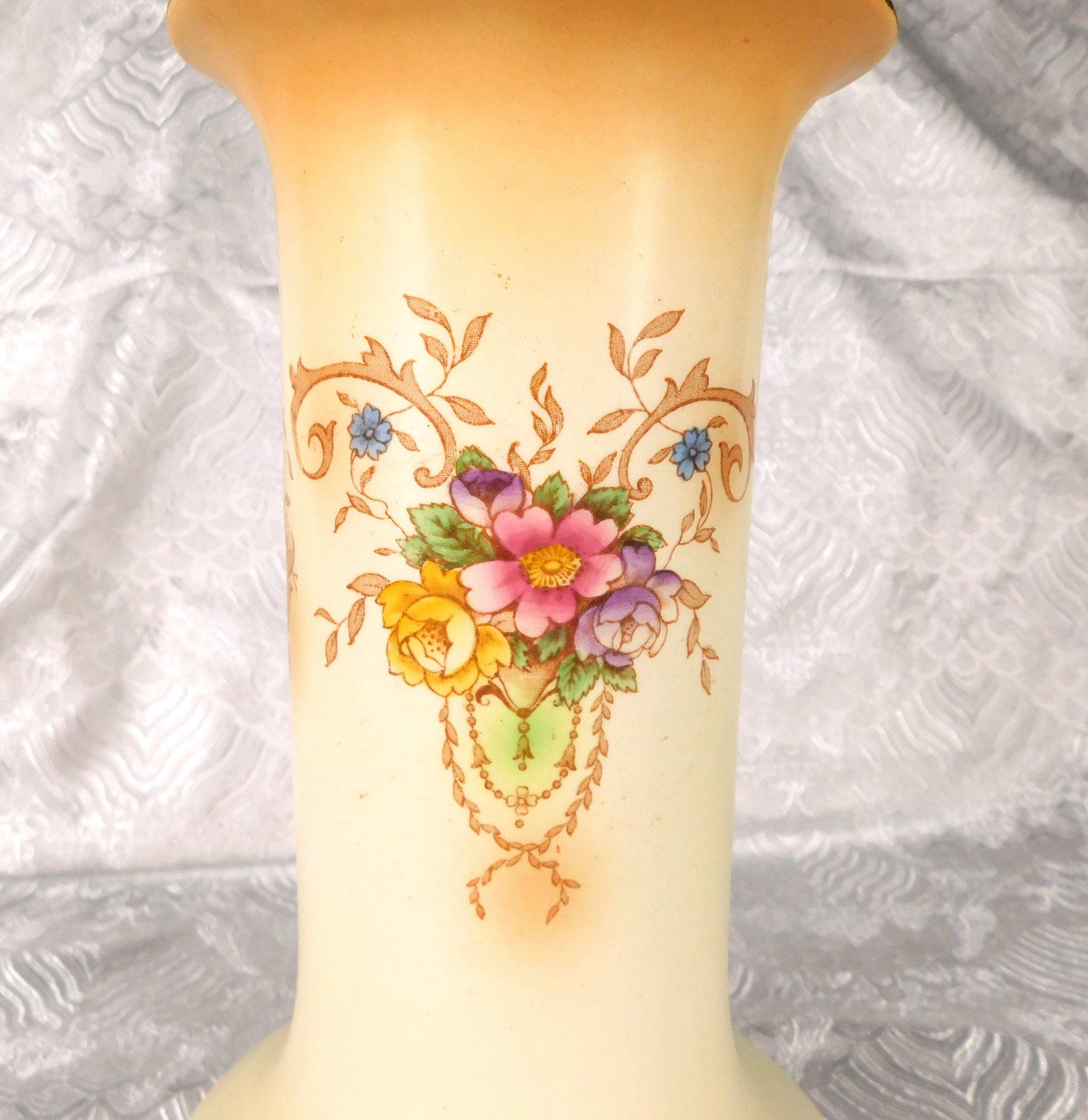 Crown Ducal Large Cream Floral Vase # 27575-Broken