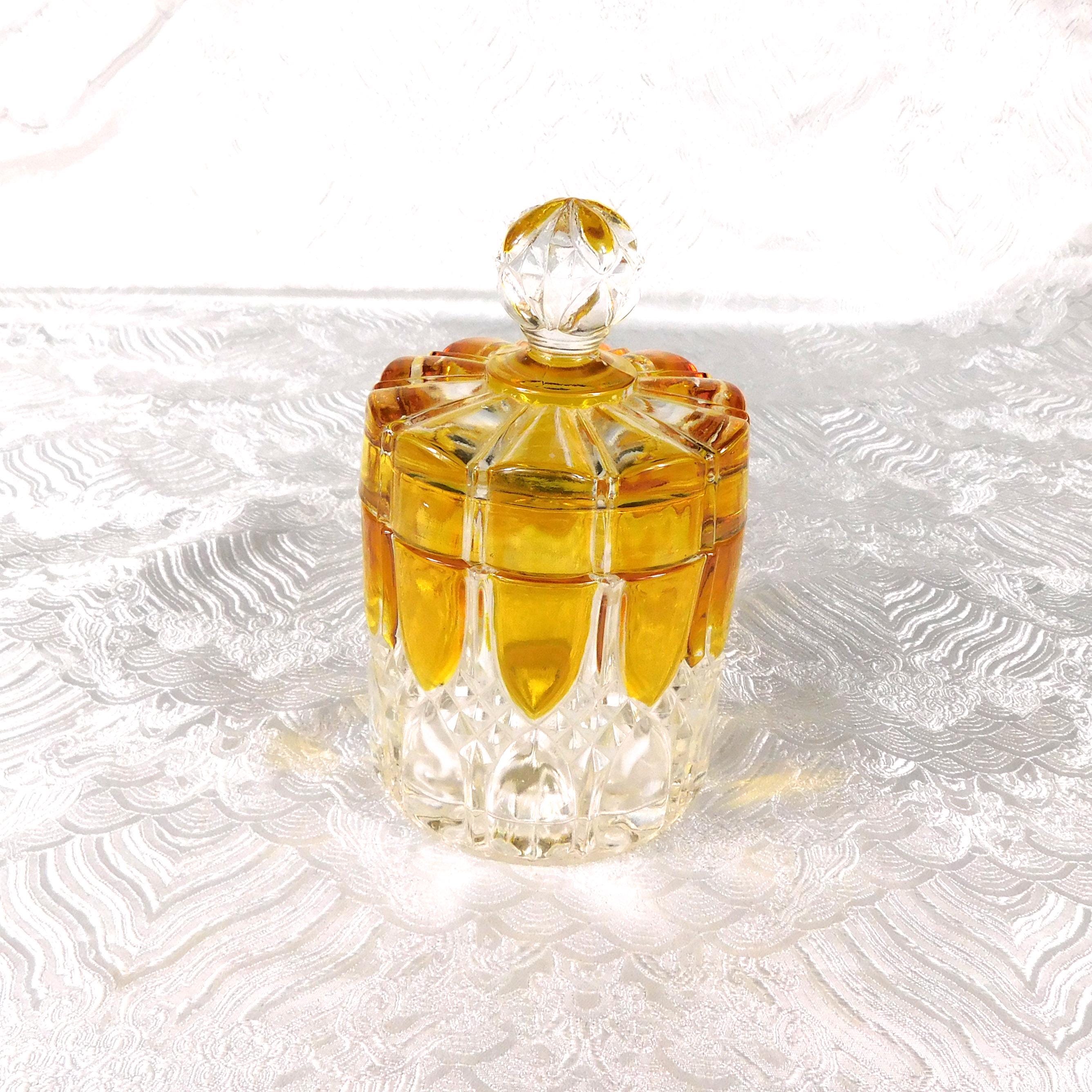 Yellow and Clear Small Biscuit Barrel with Matching Lid # 27554