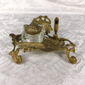 Metal Inkwell Stand with Glass Inkwell and Pen Holder # 27625