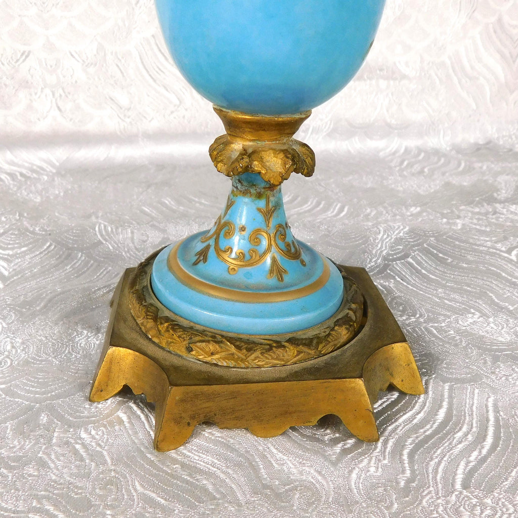 Hand Painted Porcelain and Metal Vase marked L Henry # 27651