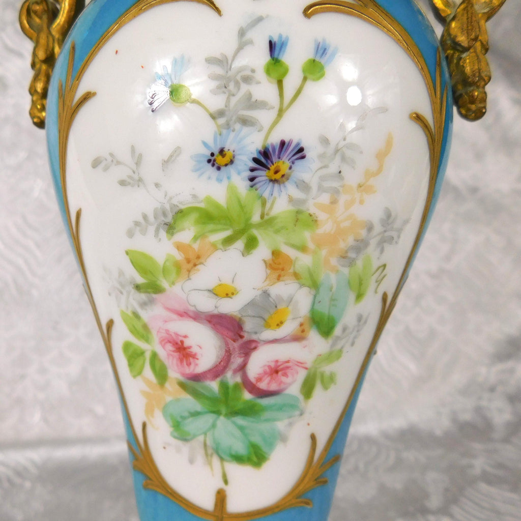 Hand Painted Porcelain and Metal Vase marked L Henry # 27651