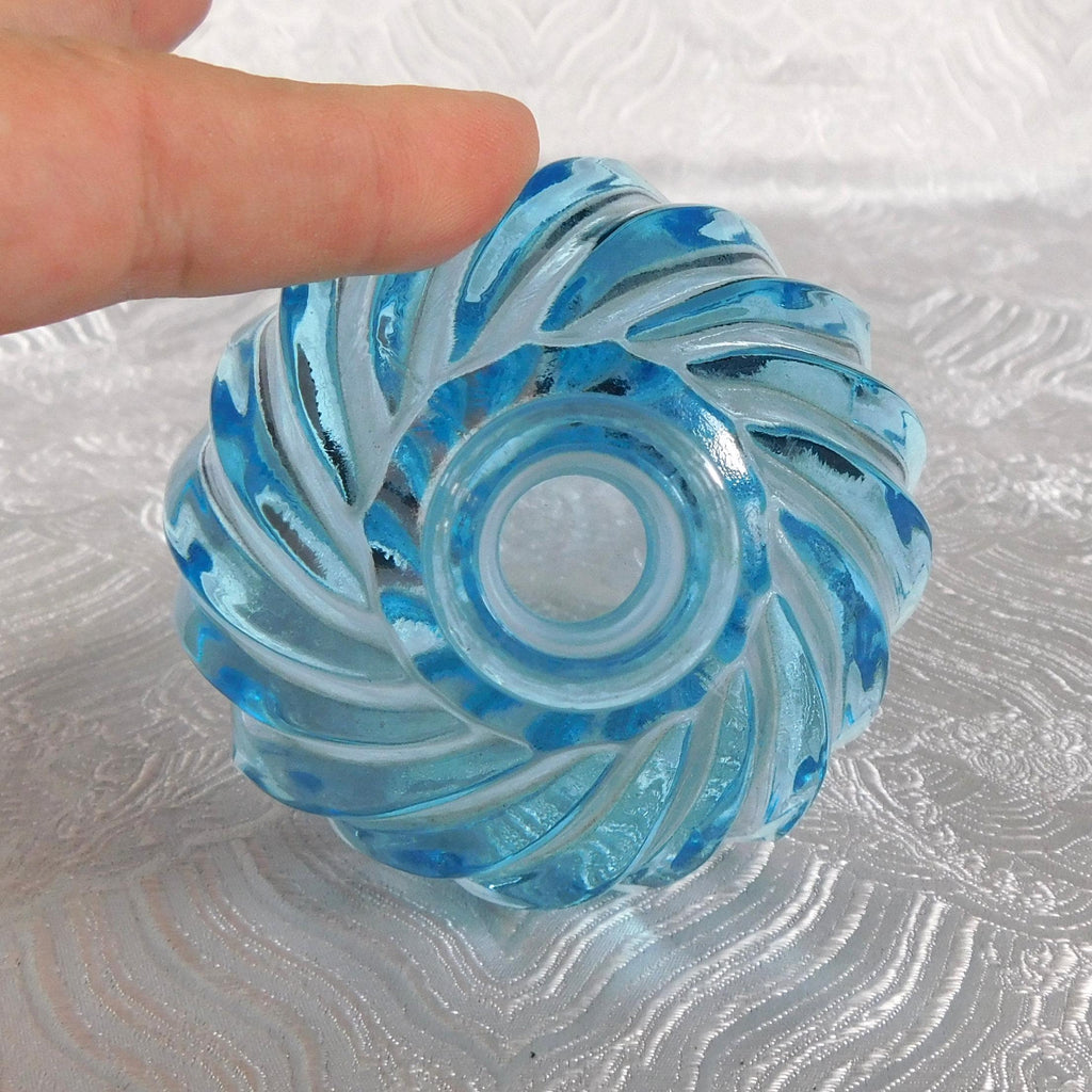 Blue Glass Perfume Bottle with Matching Stopper # 27560