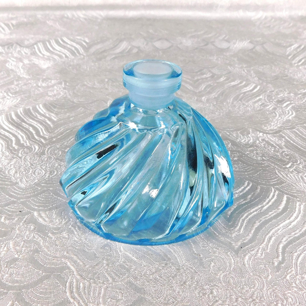 Blue Glass Perfume Bottle with Matching Stopper # 27560