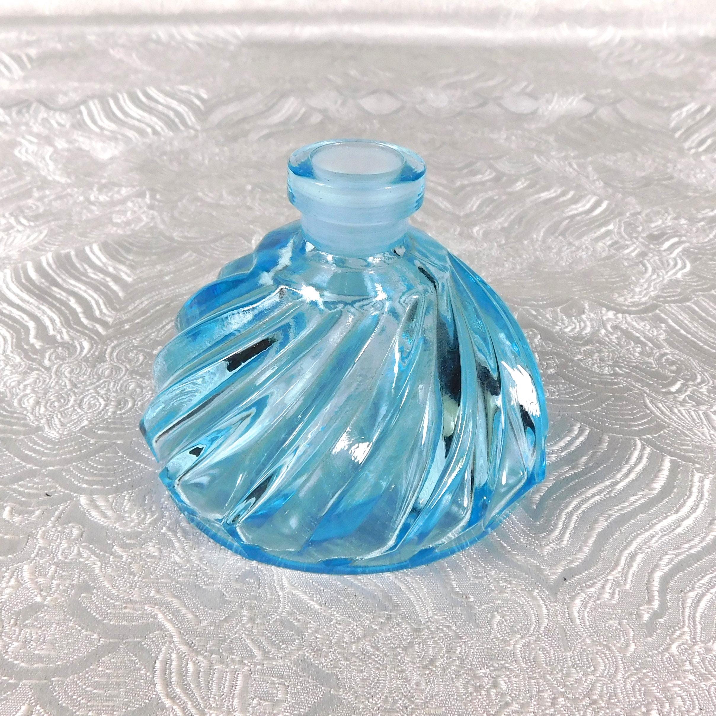 Blue Glass Perfume Bottle with Matching Stopper # 27560