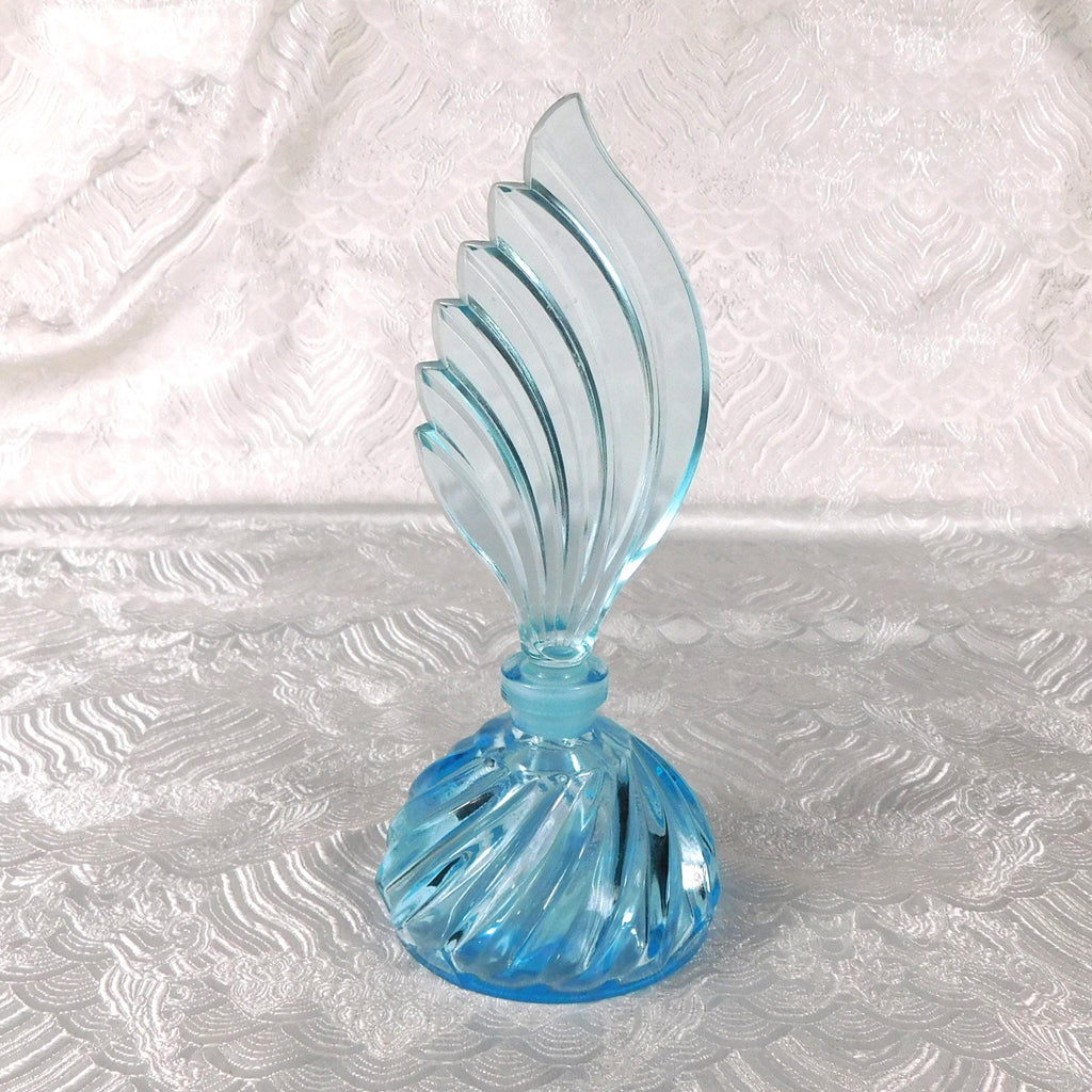 Blue Glass Perfume Bottle with Matching Stopper # 27560