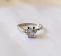 Unmarked Silver Size 8.50 Ring with White Center Stone # 20638