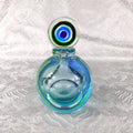 Blue and Green Art Glass Perfume Bottle with Matching Stopper # 27626