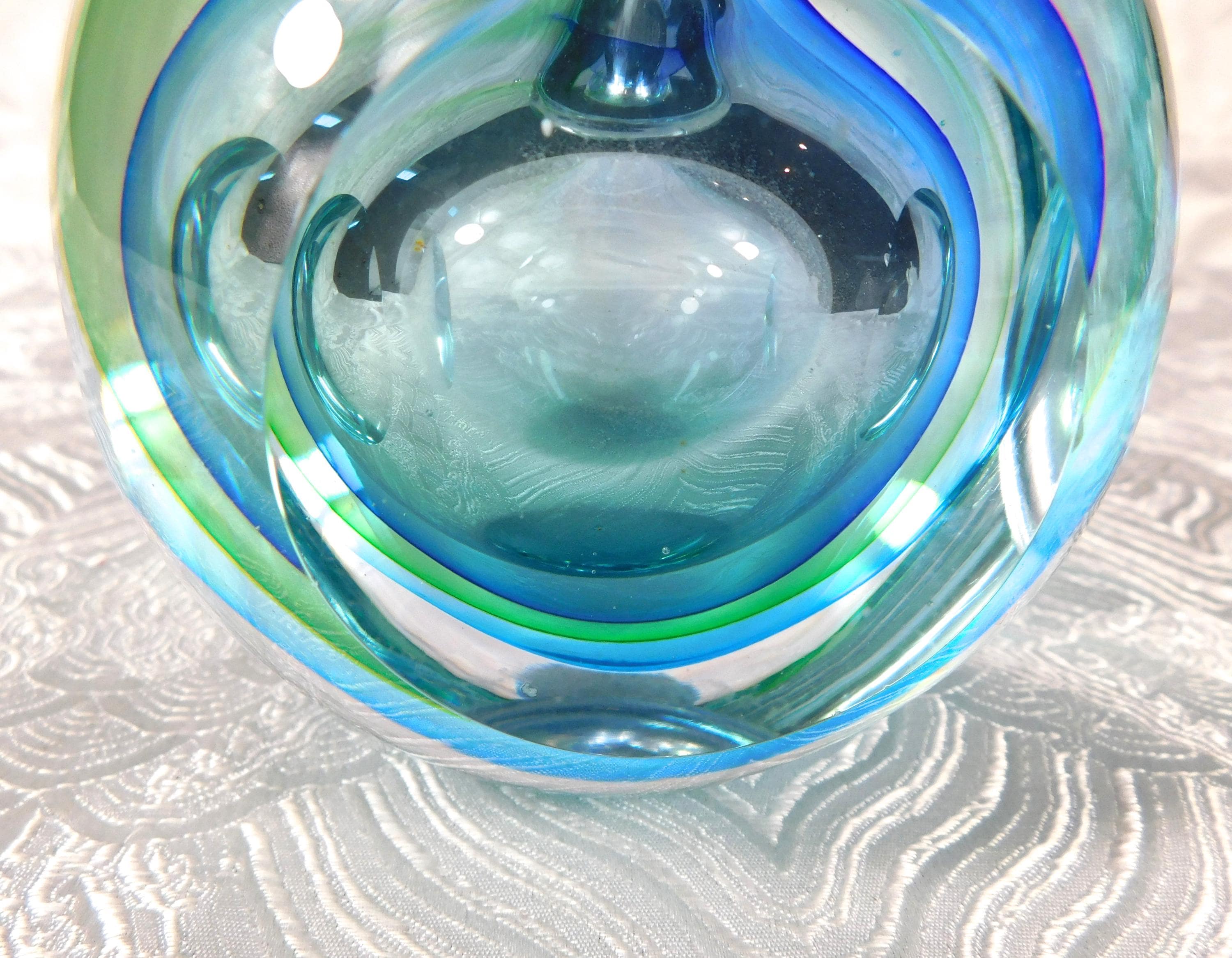 Blue and Green Art Glass Perfume Bottle with Matching Stopper # 27626