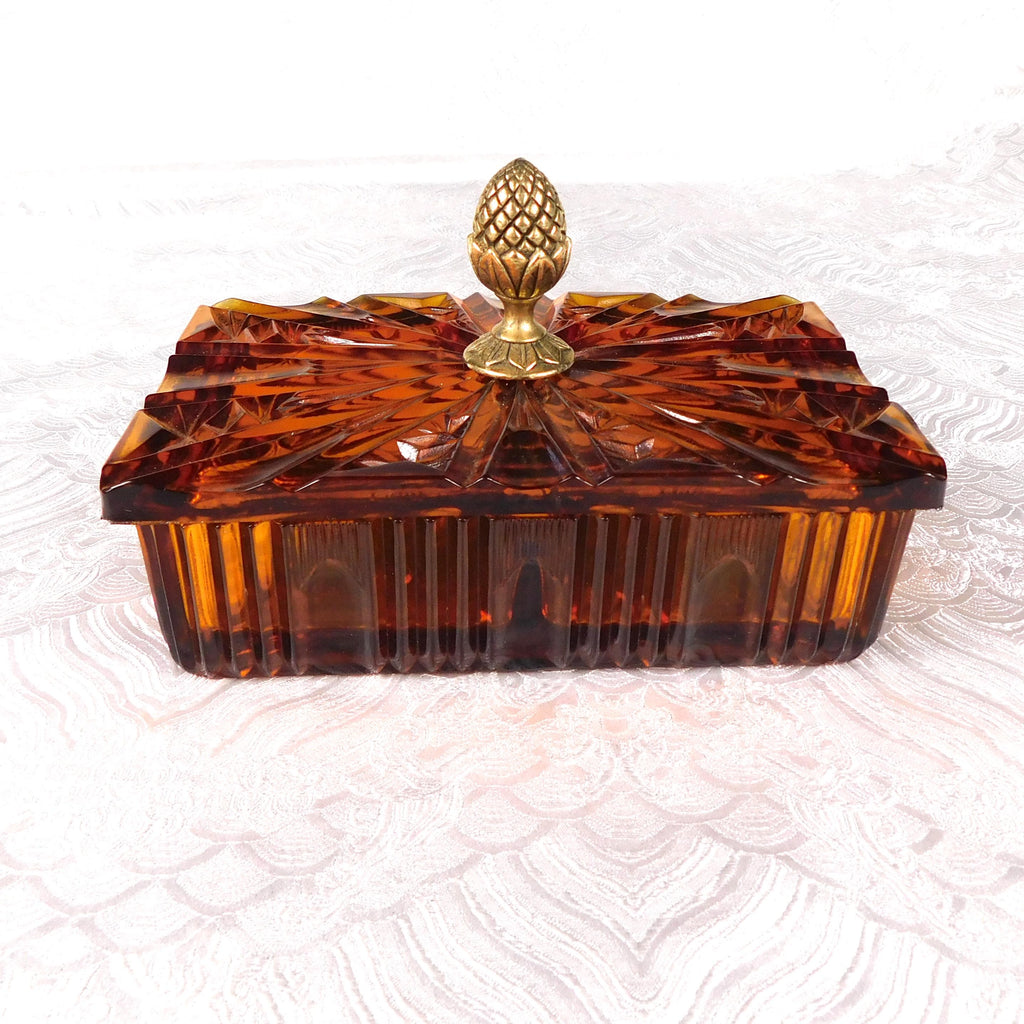 Amber Glass Vanity or Jewelry Box   # 27555