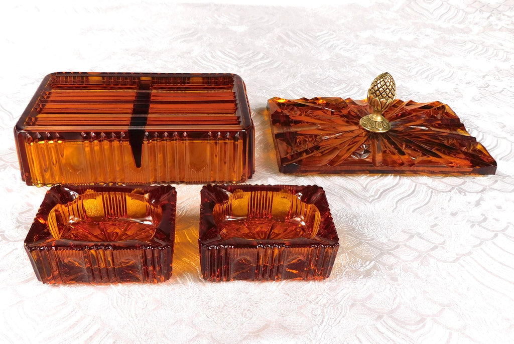Amber Glass Vanity or Jewelry Box   # 27555