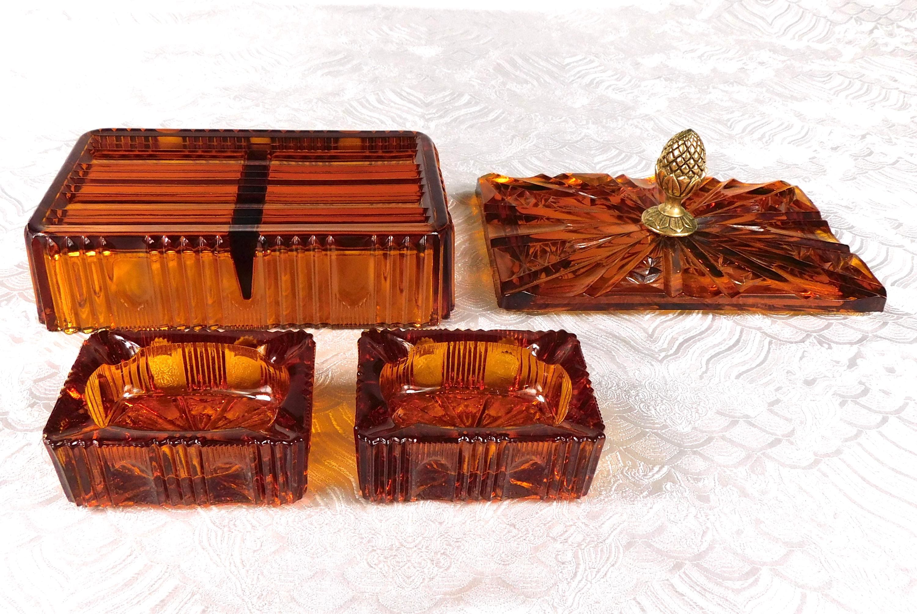 Amber Glass Vanity or Jewelry Box   # 27555