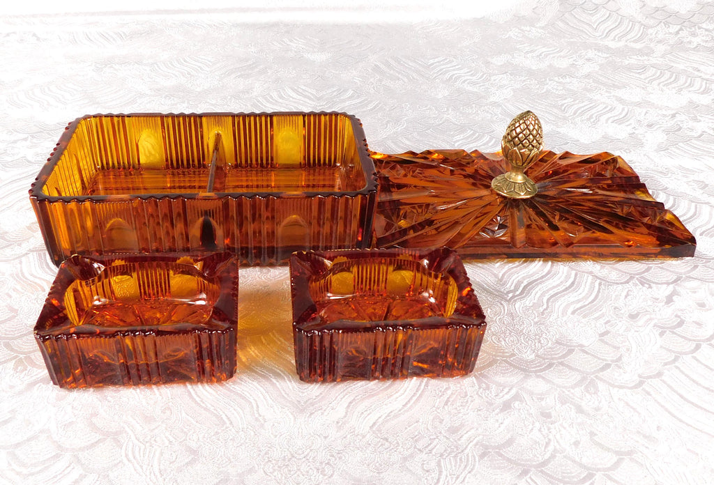 Amber Glass Vanity or Jewelry Box   # 27555