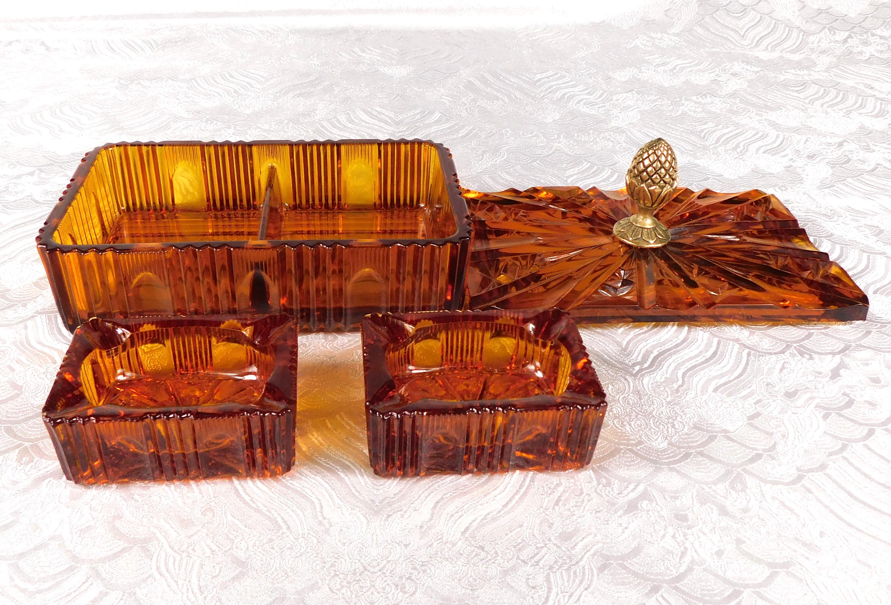 Amber Glass Vanity or Jewelry Box   # 27555