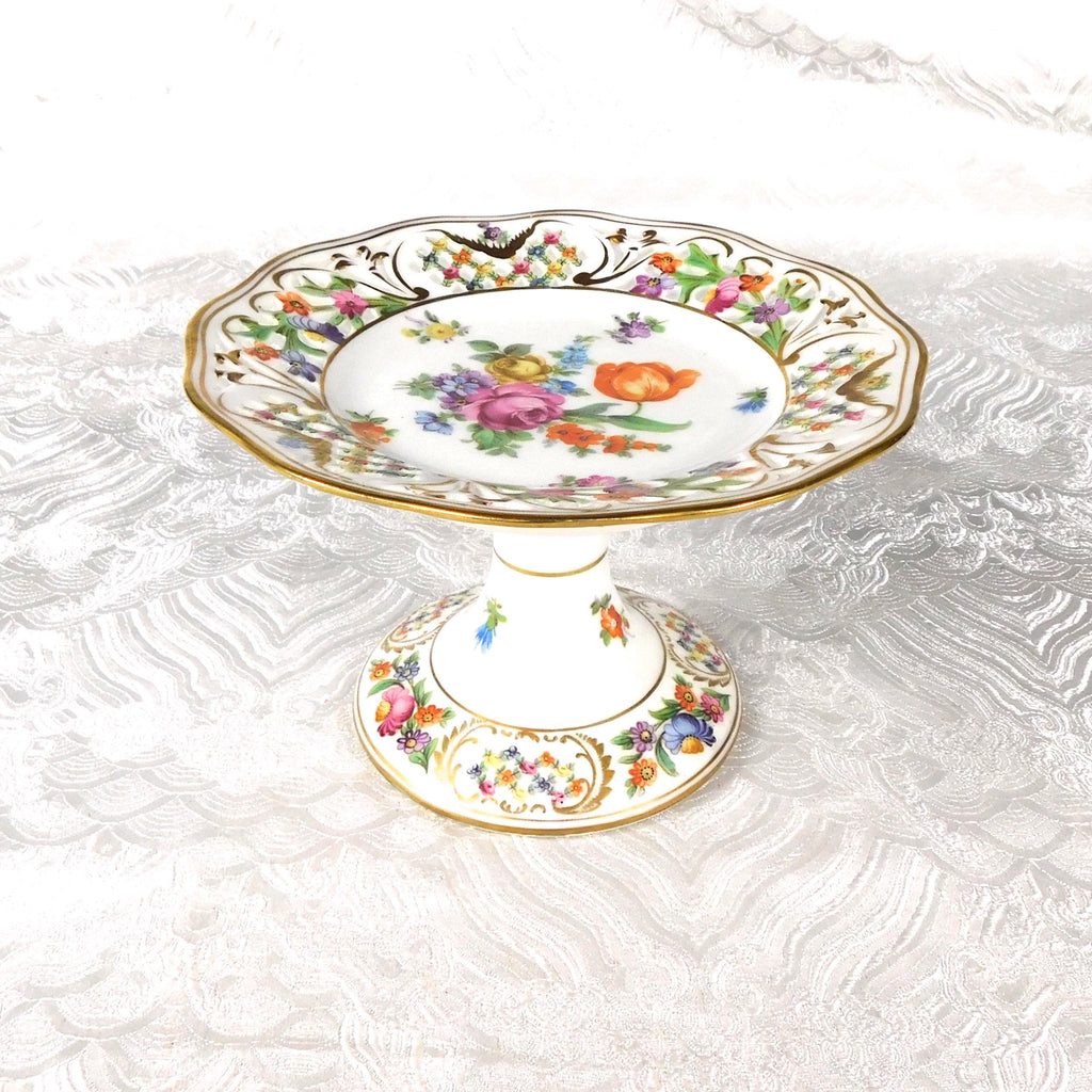 Schumann Small Footed Plate or Compote in Empress Dresden Flowers # 27605