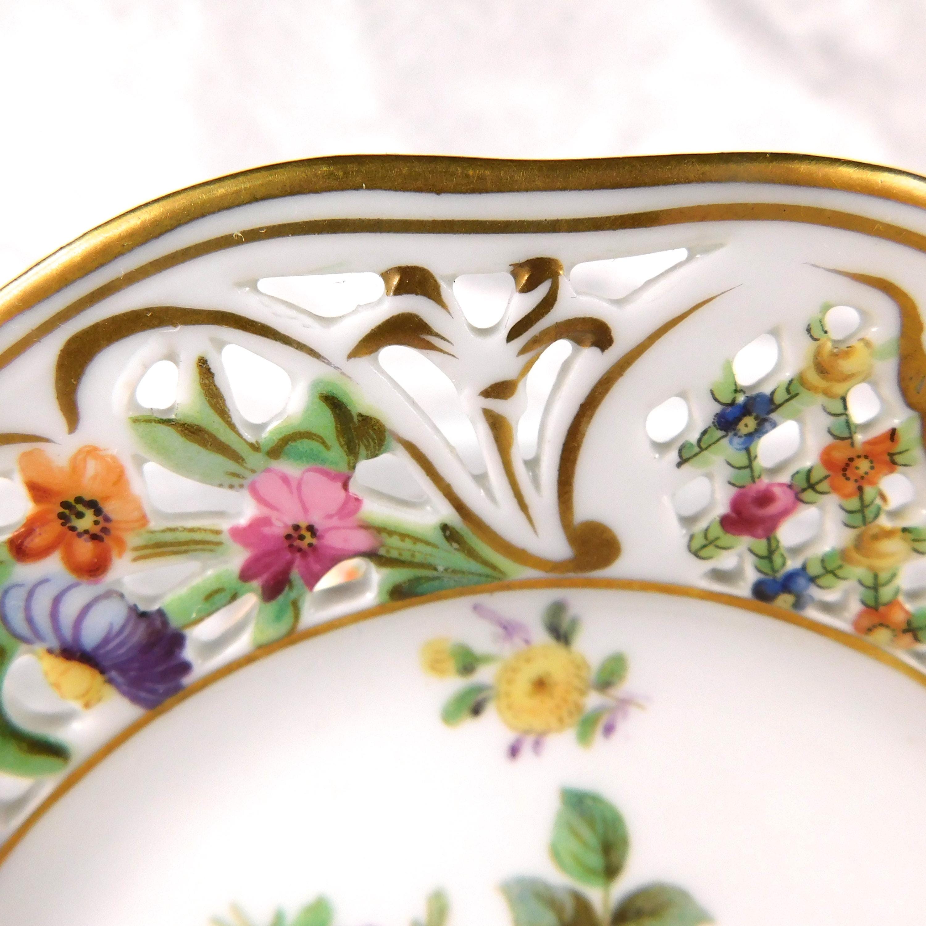 Schumann Small Footed Plate or Compote in Empress Dresden Flowers # 27605